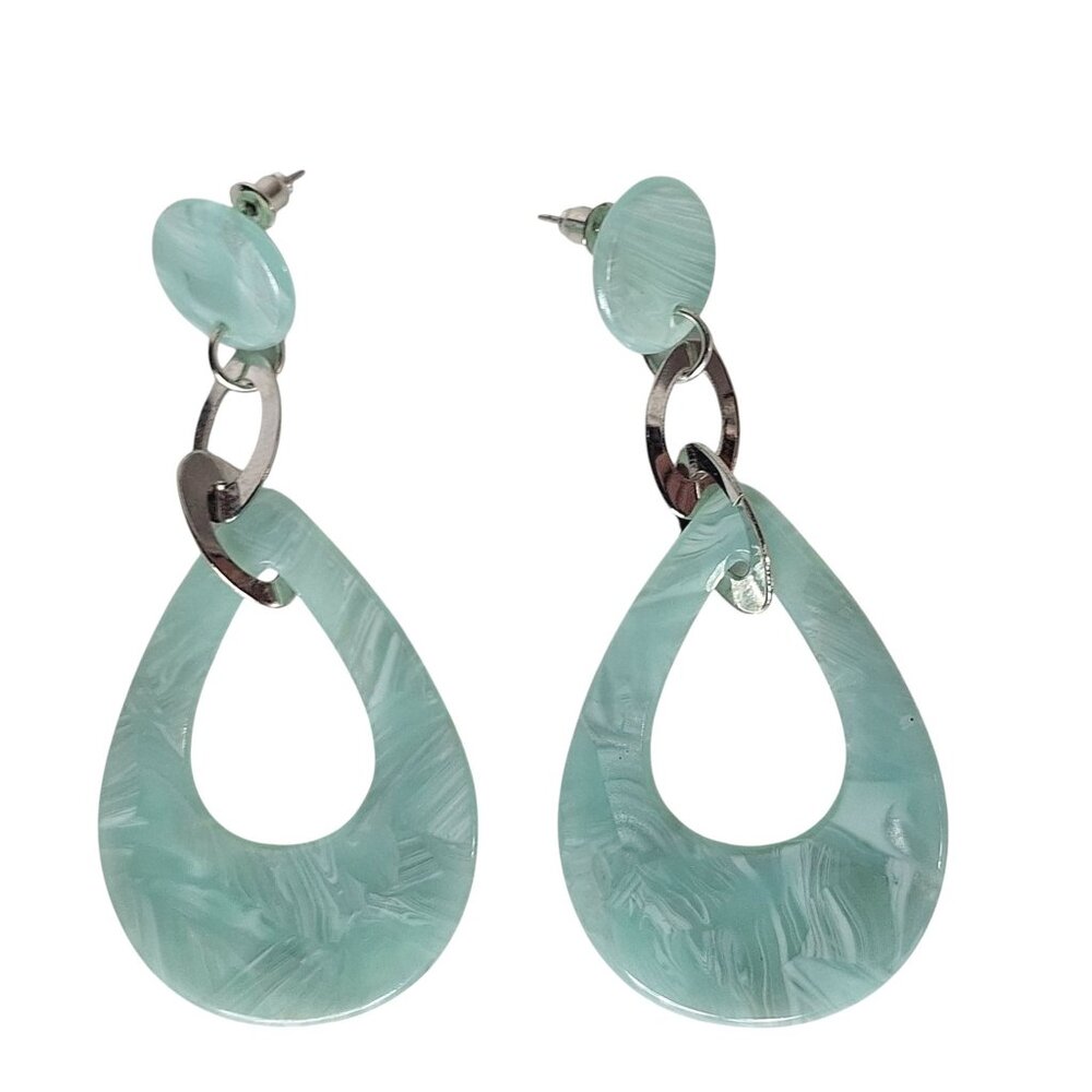 Resin Teardrop Earrings Seafoam Green Boho